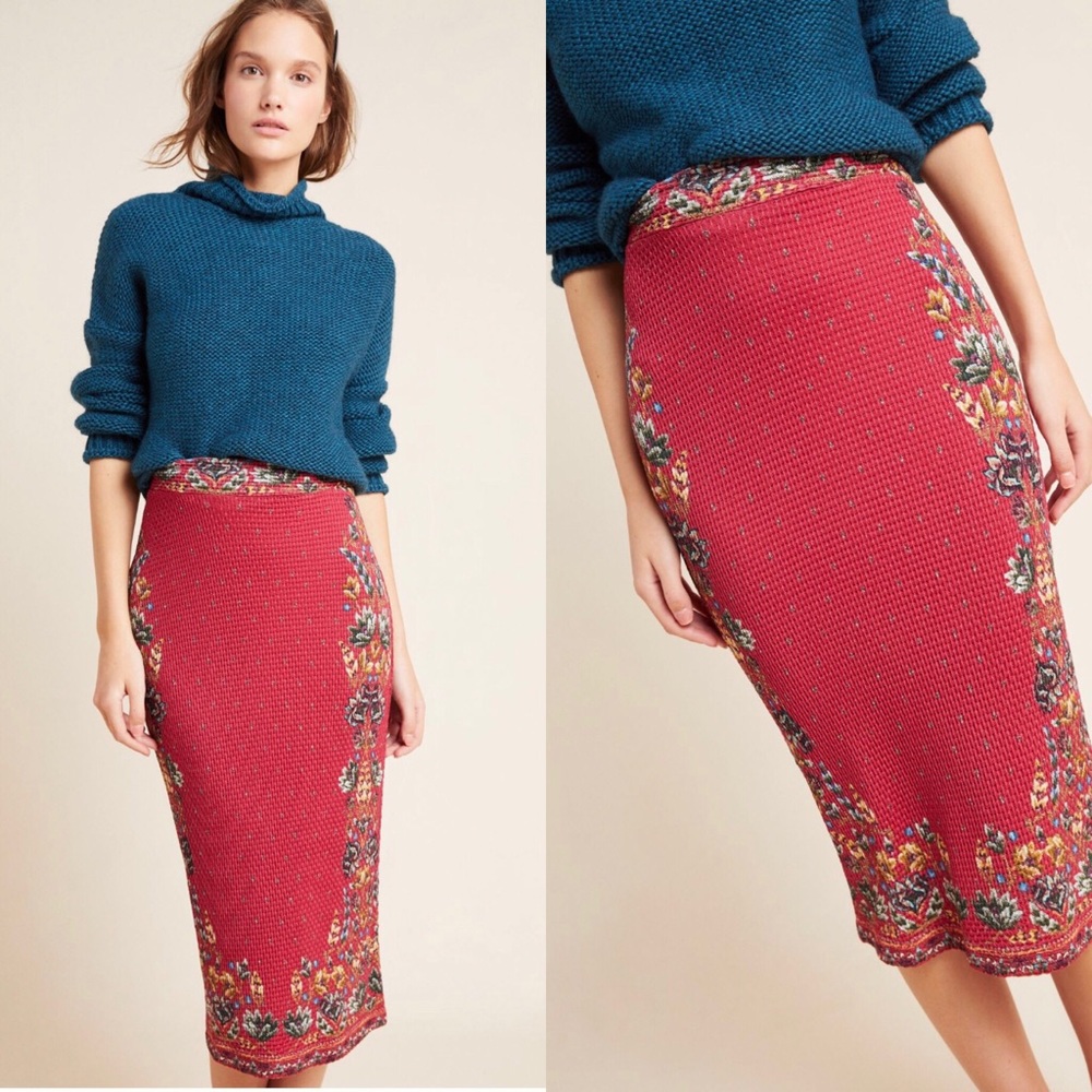 Farm Rio Anthropologie Catalina Knit Pencil Skirt